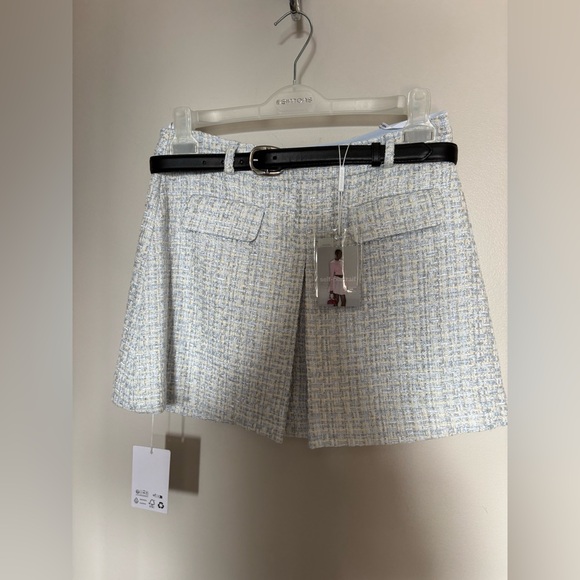 Self-Portrait Pants - NWT- Powdered Blue Tweed Mini Skirt SELF PORTRAIT